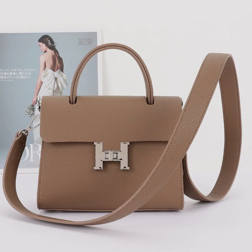 Elegant Tan Faux Leather Handbag